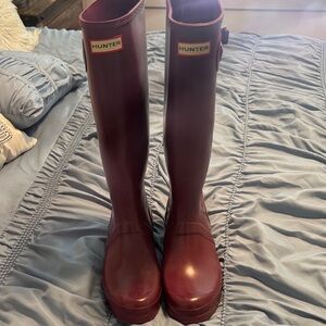 Hunter Women's Winter Rain Boots - Burgundy